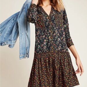 Anthropologie Maeve Marlie Button-Front Chambray Tunic